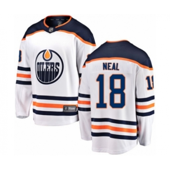 Youth Edmonton Oilers 18 James Neal Authentic White Away Fanatics Branded Breakaway Hockey Jersey