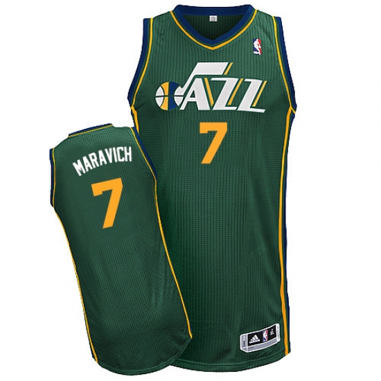 Men's Adidas Utah Jazz 7 Pete Maravich Authentic Green Alternate NBA Jersey