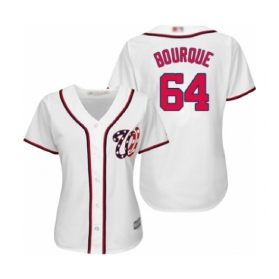 Women's Washington Nationals 64 James Bourque Authentic White Home Cool Base Baseball Player Jersey
