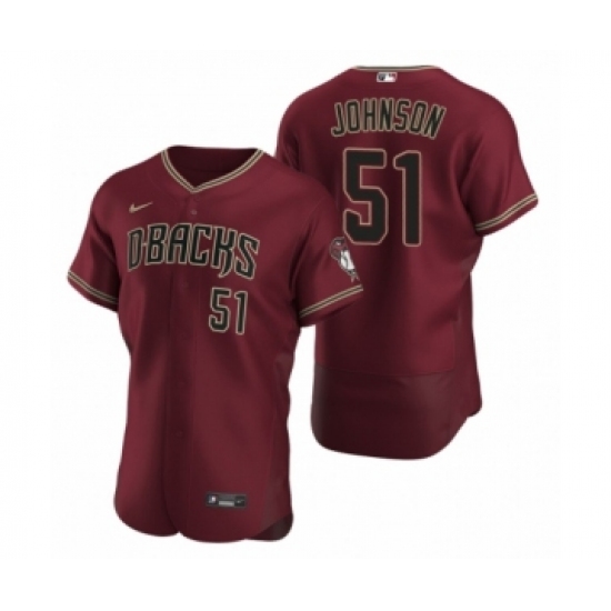 Men's Arizona Diamondbacks 51 Randy Johnson Nike Crimson Authentic 2020 Alternate Jersey