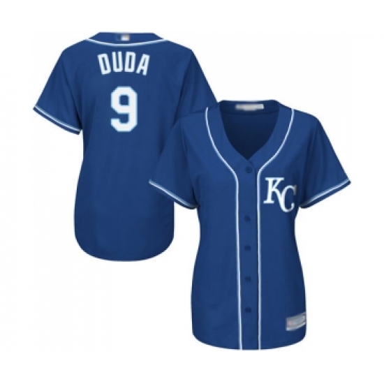 Women's Kansas City Royals 9 Lucas Duda Replica Blue Alternate 2 Cool Base Baseball Jersey