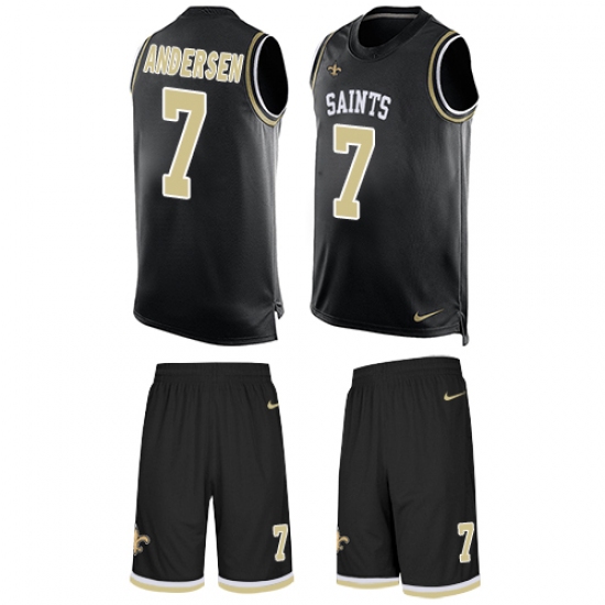 Men's Nike New Orleans Saints 7 Morten Andersen Limited Black Tank Top Suit NFL Jersey