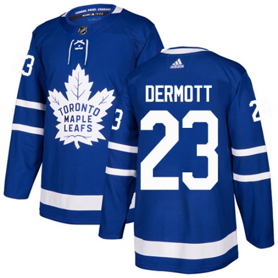 Men's Adidas Toronto Maple Leafs 23 Travis Dermott Authentic Royal Blue Home NHL Jersey