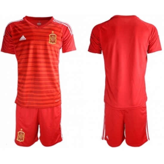 Spain Blank Red Goalkeeper Soccer Country Jersey