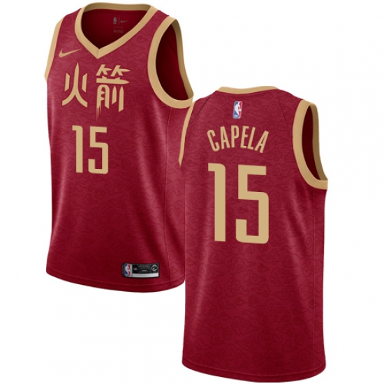 Youth Nike Houston Rockets 15 Clint Capela Swingman Red NBA Jersey - 2018 19 City Edition