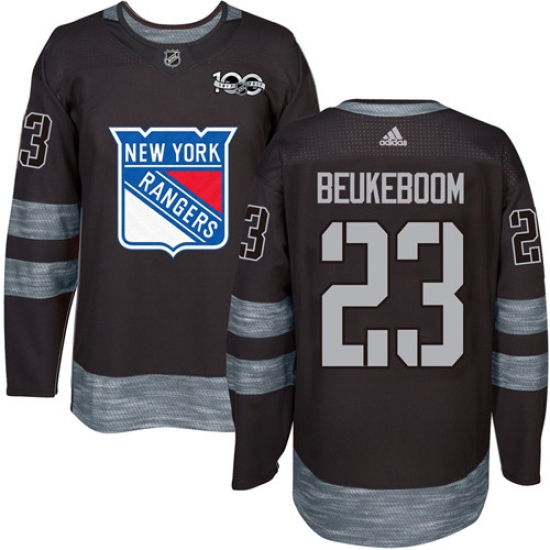 Men's Adidas New York Rangers 23 Jeff Beukeboom Premier Black 1917-2017 100th Anniversary NHL Jersey