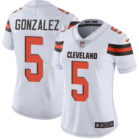 Women's Nike Cleveland Browns 5 Zane Gonzalez White Vapor Untouchable Limited Player NFL Jersey