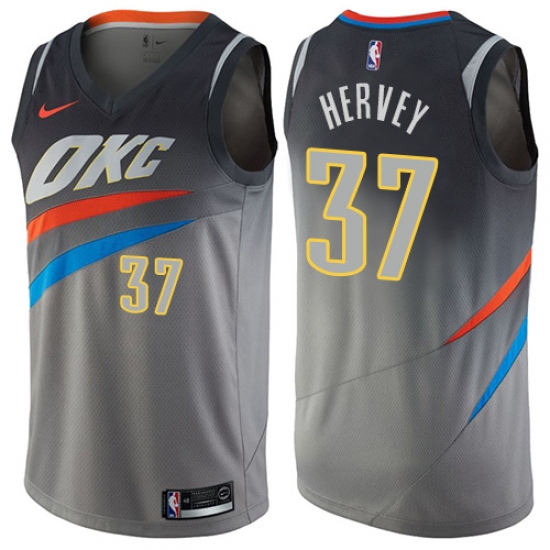 Men's Nike Oklahoma City Thunder 37 Kevin Hervey Swingman Gray NBA Jersey - City Edition