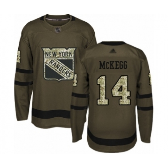 Men's New York Rangers 14 Greg McKegg Authentic Green Salute to Service Hockey Jersey