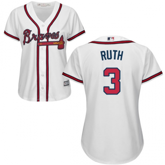 Women's Majestic Atlanta Braves 3 Babe Ruth Authentic White Home Cool Base MLB Jersey