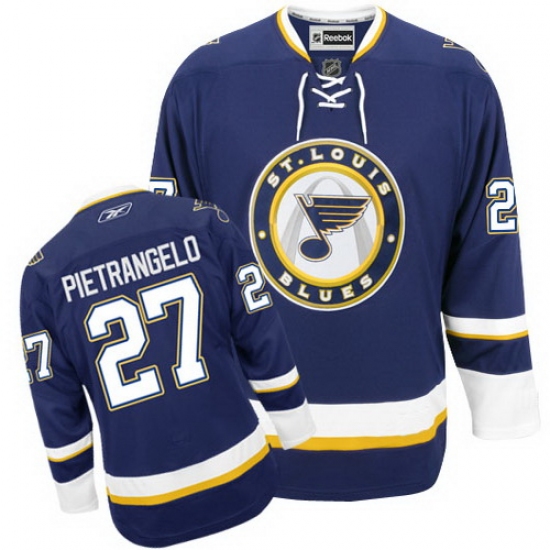 Women's Reebok St. Louis Blues 27 Alex Pietrangelo Premier Navy Blue Third NHL Jersey