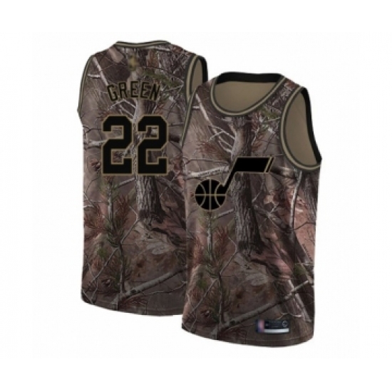 Youth Utah Jazz 22 Jeff Green Swingman Camo Realtree Collection Basketball Jersey