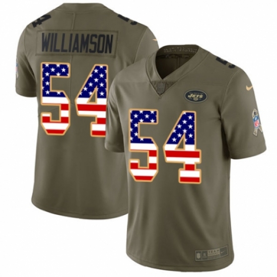 Youth Nike New York Jets 54 Avery Williamson Limited Olive/USA Flag 2017 Salute to Service NFL Jersey