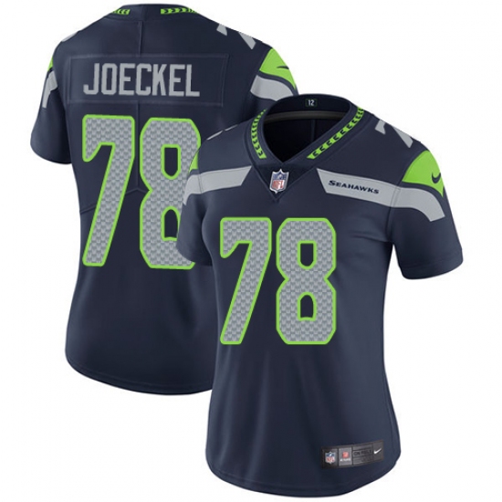 Women's Nike Seattle Seahawks 78 Luke Joeckel Steel Blue Team Color Vapor Untouchable Limited Player NFL Jersey