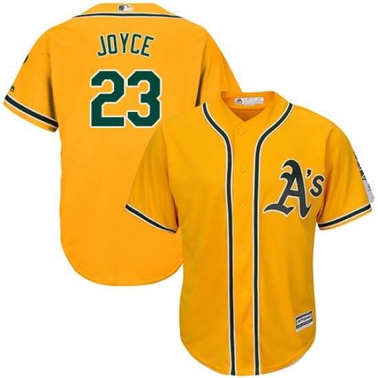 Men's Majestic Oakland Athletics 23 Matt Joyce Replica Gold Alternate 2 Cool Base MLB Jersey