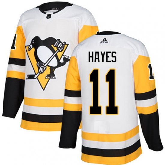 Men's Adidas Pittsburgh Penguins 11 Jimmy Hayes Authentic White Away NHL Jersey