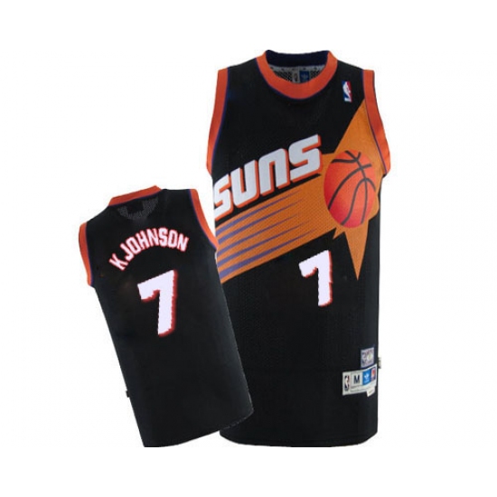 Men's Adidas Phoenix Suns 7 Kevin Johnson Authentic Black Throwback NBA Jersey