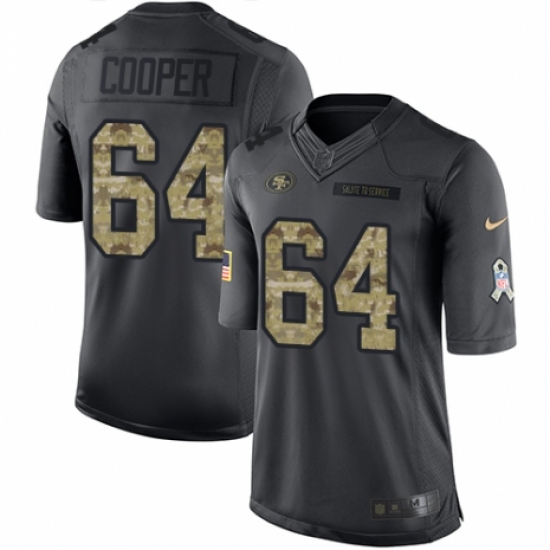 Youth Nike San Francisco 49ers 64 Jonathan Cooper Limited Black 2016 Salute to Service NFL Jersey