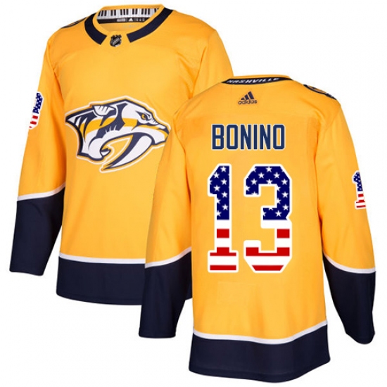 Youth Adidas Nashville Predators 13 Nick Bonino Authentic Gold USA Flag Fashion NHL Jersey