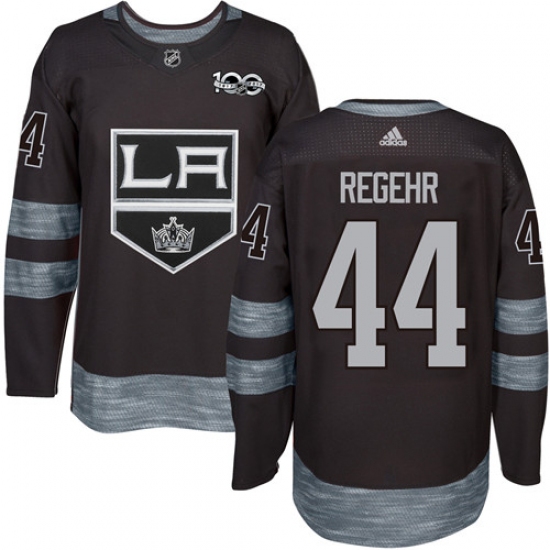 Men's Adidas Los Angeles Kings 44 Robyn Regehr Premier Black 1917-2017 100th Anniversary NHL Jersey