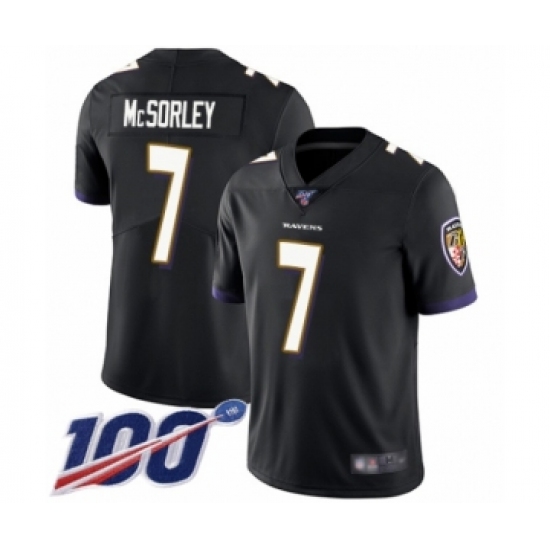 Men's Baltimore Ravens 7 Trace McSorley Black Alternate Vapor Untouchable Limited Player 100th Season Football Jersey