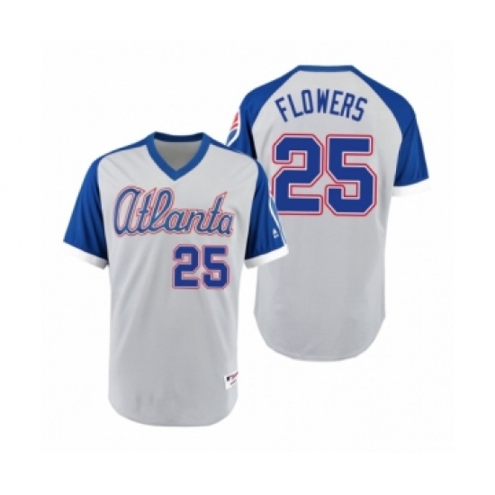 Women Braves 25 Tyler Flowers Gray Royal 1979 Turn Back the Clock Authentic Jersey