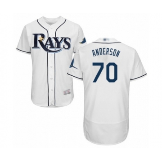 Men's Tampa Bay Rays 70 Nick Anderson Home White Home Flex Base Authentic Collection Baseball Player Jersey