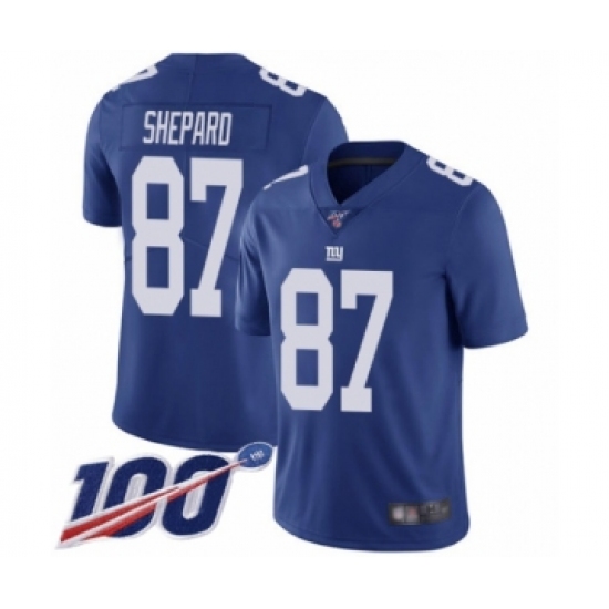 Men's New York Giants 87 Sterling Shepard Royal Blue Team Color Vapor Untouchable Limited Player 100th Season Football Jersey