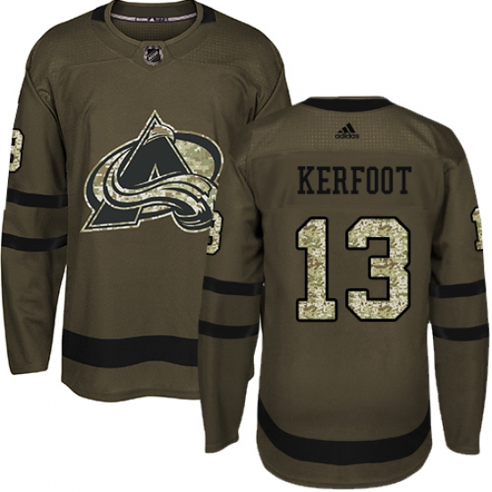 Men's Adidas Colorado Avalanche 13 Alexander Kerfoot Authentic Green Salute to Service NHL Jersey