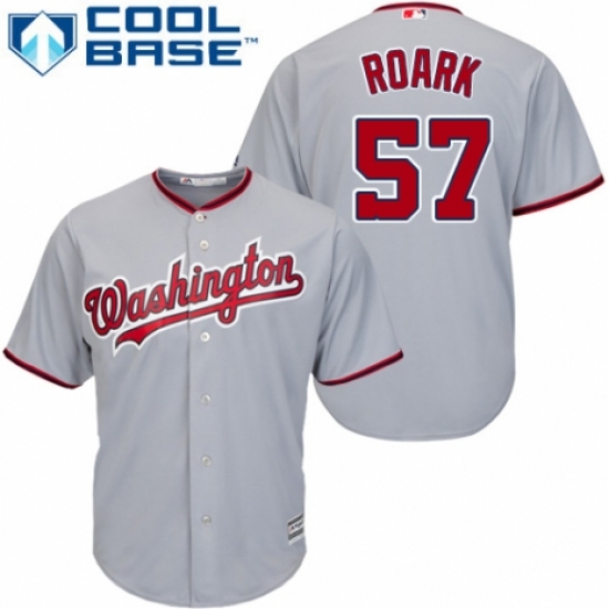 Youth Majestic Washington Nationals 57 Tanner Roark Replica Grey Road Cool Base MLB Jersey