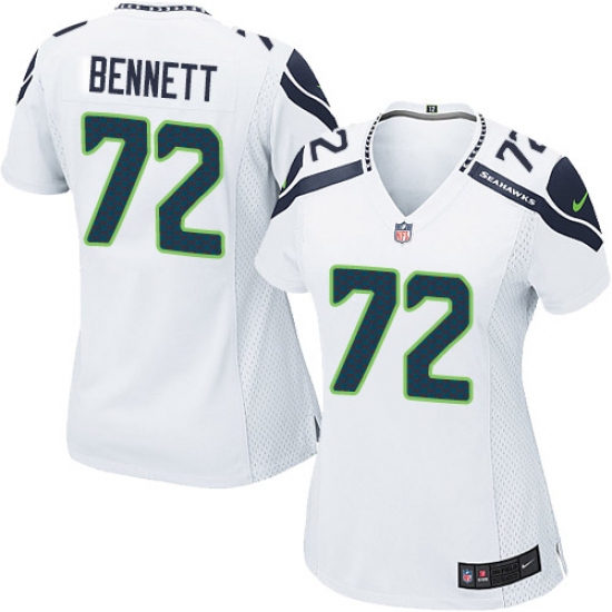 Women's Nike Seattle Seahawks 72 Michael Bennett Game White NFL Jersey