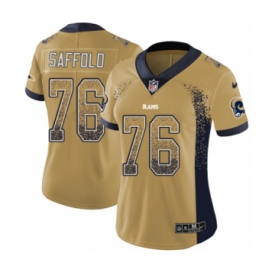 Women's Nike Los Angeles Rams 76 Rodger Saffold Limited Gold Rush Drift Fashion NFL Jersey