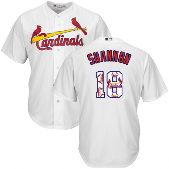 Men's Majestic St. Louis Cardinals 18 Mike Shannon Authentic White Team Logo Fashion Cool Base MLB Jersey