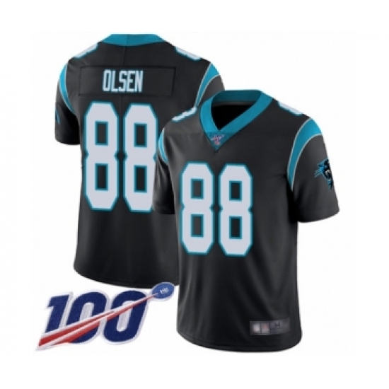 Men's Carolina Panthers 88 Greg Olsen Black Team Color Vapor Untouchable Limited Player 100th Season Football Jersey