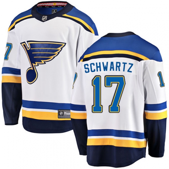 Youth St. Louis Blues 17 Jaden Schwartz Fanatics Branded White Away Breakaway NHL Jersey