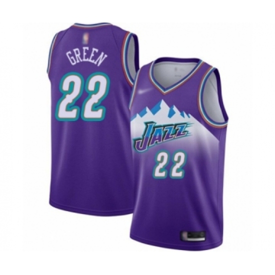 Men's Utah Jazz 22 Jeff Green Authentic Purple Hardwood Classics Basketball Jersey