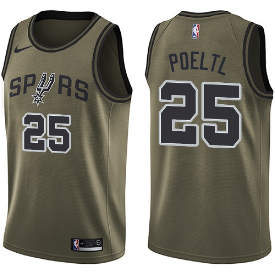 Youth Nike San Antonio Spurs 25 Jakob Poeltl Swingman Green Salute to Service NBA Jersey