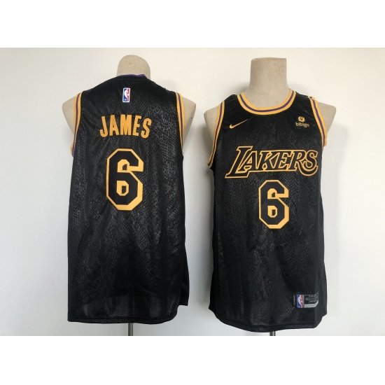 Men's Nike Los Angeles Lakers 6 LeBron James Black City Player Jersey