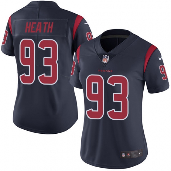 Women's Nike Houston Texans 93 Joel Heath Limited Navy Blue Rush Vapor Untouchable NFL Jersey