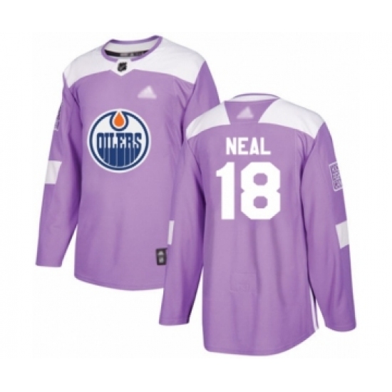 Youth Edmonton Oilers 18 James Neal Authentic Purple Fights Cancer Practice Hockey Jersey