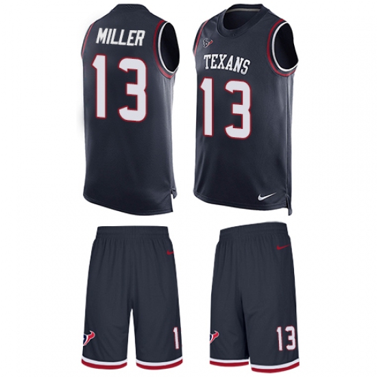 Men's Nike Houston Texans 13 Braxton Miller Limited Navy Blue Tank Top Suit NFL Jersey