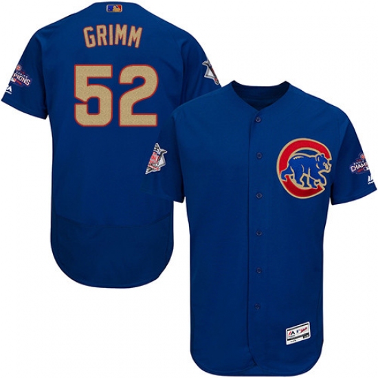 Men's Majestic Chicago Cubs 52 Justin Grimm Authentic Royal Blue 2017 Gold Champion Flex Base MLB Jersey