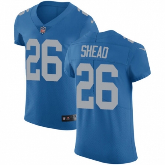 Men's Nike Detroit Lions 26 DeShawn Shead Blue Alternate Vapor Untouchable Elite Player NFL Jersey