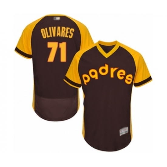 Men's San Diego Padres 71 Edward Olivares Brown Alternate Cooperstown Authentic Collection Flex Base Baseball Player Jersey