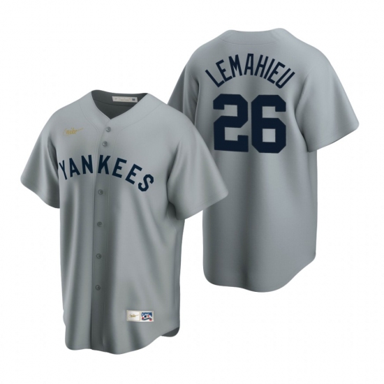 Men's Nike New York Yankees 26 DJ LeMahieu Gray Cooperstown Collection Road Stitched Baseball Jersey