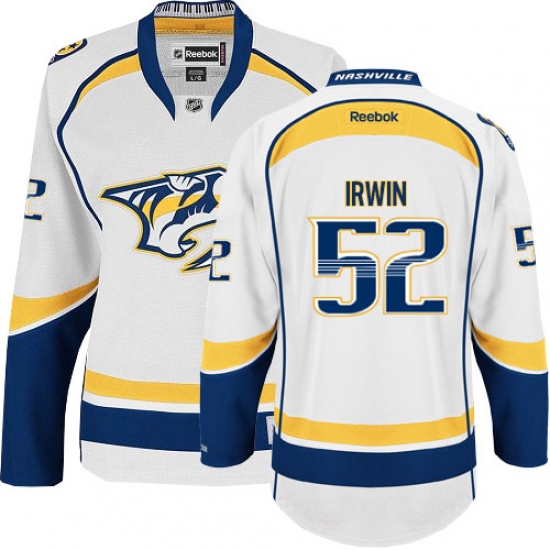 Women's Reebok Nashville Predators 52 Matt Irwin Authentic White Away NHL Jersey