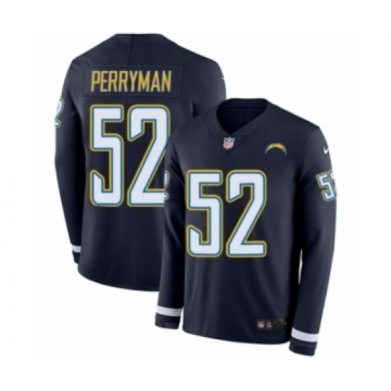 Men's Nike Los Angeles Chargers 52 Denzel Perryman Limited Navy Blue Therma Long Sleeve NFL Jersey