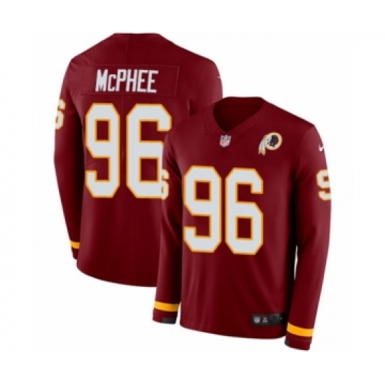 Men's Nike Washington Redskins 96 Pernell McPhee Limited Burgundy Therma Long Sleeve NFL Jersey