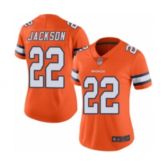 Women's Denver Broncos 22 Kareem Jackson Limited Orange Rush Vapor Untouchable Football Jersey