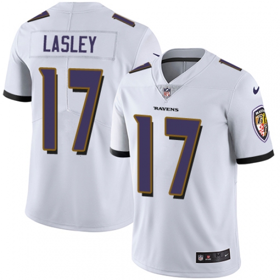 Youth Nike Baltimore Ravens 17 Jordan Lasley White Vapor Untouchable Limited Player NFL Jersey